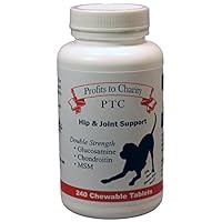 PTC Glucosamine and Chondroitin with MSM for Dogs | Hip and Joint Support and Pain Relief for Arthritis, Veterinarian Approved, 240 Chewable Tablets by Profits to Charity