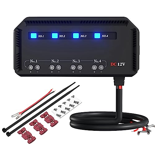 Car Fuse Box 12V with Relay Universal 20A Motorcycle/Car Quick Wiring Fuse Holder 4 Way Waterproof with LED Warning Indicator for Motorcycle Truck Boat SUV RV