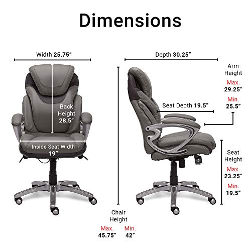 Serta AIR Health and Wellness Executive Office Chair High Back Ergonomic for Lumbar Support Task Swivel, Bonded Leather… - Image 3