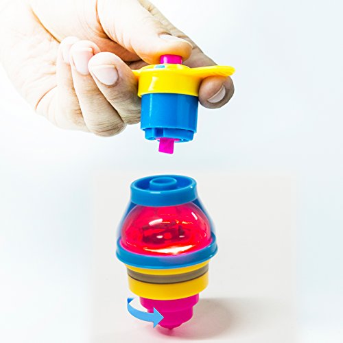 Huji Toy LED Light Up Flashing Gyroscope Spinning Top Toys Novelty Party Favors (12 Pack)