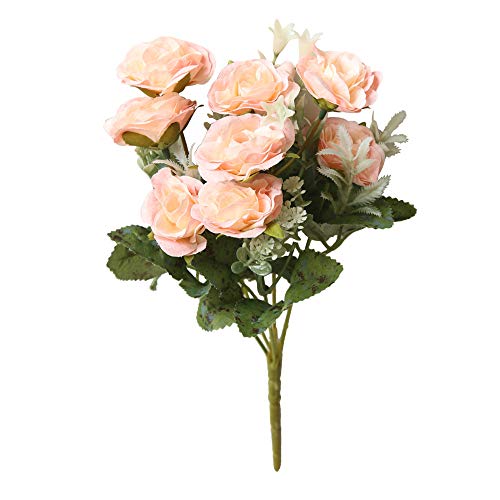 Tronet Fakes Plants Flower 8 Heads Artificial Fake Peony Silk Flower Bridal Hydrangea Home Wedding Decor PK Pink - Thumbnail 3