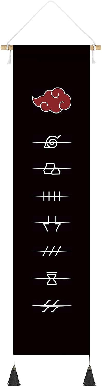 Wall Décor - DigiTizerArt Hanging Poster Canvas Wall Art Banner Manga Series | Wall Hanging Tapestry Decoration For Anime Fans | 33 x 135 cm (leaf village symbol)