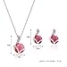 KAVANI Pink Opal Cat's Eye Jewelry Set Rose Gold Plated Zircon Rhinestone Necklace and Earrings Set for Women