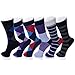 Alpine Swiss Mens Dress Socks 6 Pair Crew Sock Cotton Dress Socks for Men Solid Ribbed Argyle Pattern Multicolor Fun Designs