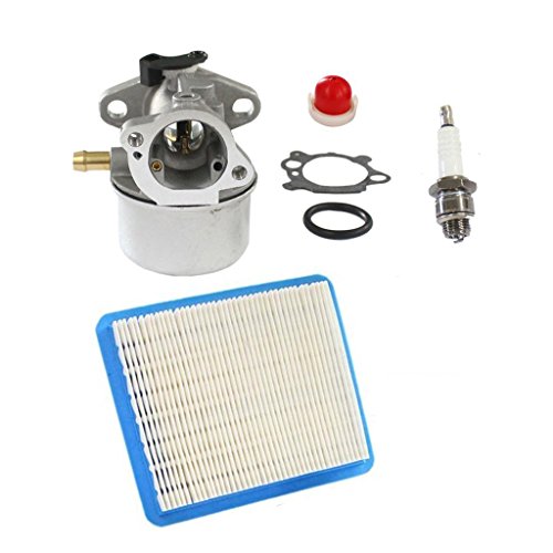 HURI Carburetor with Gasket Air Filter Primer Bulb Spark Plug for Briggs & Stratton 799868 498170 497586 497314 698444 498254 497347 497410 496115