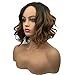 Wiginway Short Wavy bod Wig for Women, Side Parting Wig, Natural Looking, Ombre Medium Brown Golden 12 Inch
