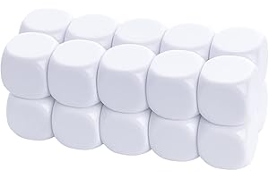 Kaiheng 22mm Acrylic Dice with Smoothed Surface Six Sided with Rounded Corner Blank White Dice Cubes for Board Games, DIY Sticker, Math Counting Teaching, Party Fun 20PCS