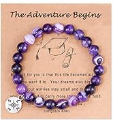 HGDEER Graduation Gifts, Natural Stone Compass/Heart Bracelets for Women Mens Girls Boys