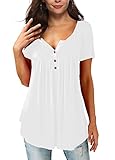 Mystry Zone Tops for Women Short Sleeve Shirts Solid Color Tunics T Shirt Tops White M