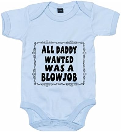 Baby Onesie Co The All Daddy Wanted was a Blowjob Rude Funny Infant Bodysuit (Blue, 3-6 Months)