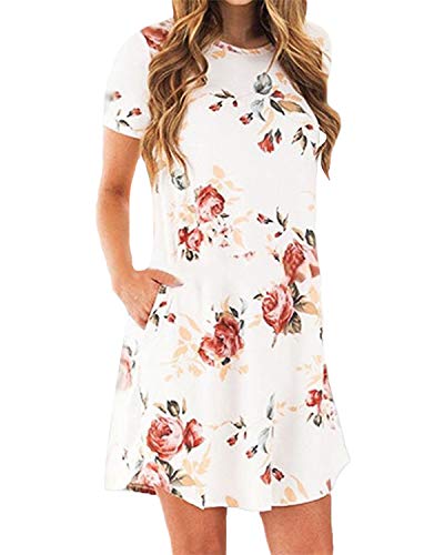 YOINS Damen Kleider Tunika Tshirt Kleid Kurzarm MiniKleid Sommerkleid für Damen Winter Kleider Brautkleid Rundhals – Bild 3