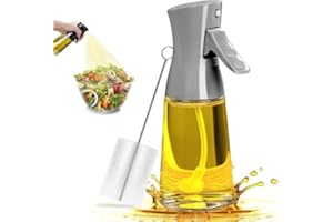 Oil Sprayer for Cooking -180ml Glass Olive Oil Sprayer Bottle with Brush,Thick Glass, Large Range, Strong Spray Force (Gray)