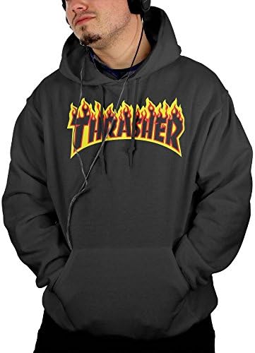 Ryskeco 3D Thrasher Magazine Mens Hooded Pullover With Pocket Casual Hoodies Sweatshirt S