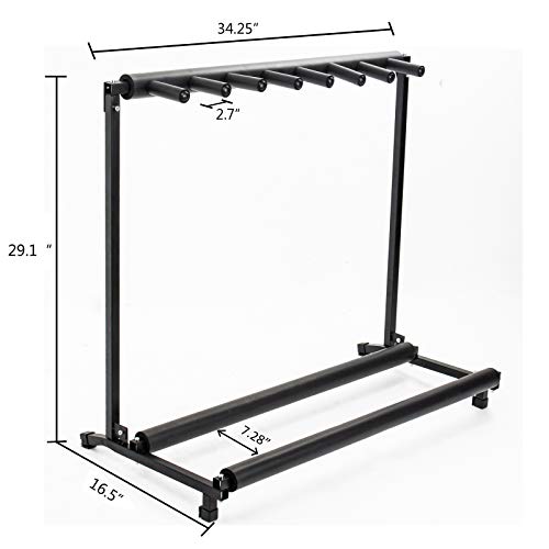 AJO Multi Guitar Stand,7 Holder Guitar Folding Portable Storage Organization Stand Display Rack,Black