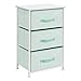mDesign Vertical Dresser Storage Tower - Sturdy Steel Frame, Wood Top, Easy Pull Fabric Bins - Organizer Unit for Child/Kids Bedroom or Nursery - Chevron Zig-Zag Print - 3 Drawers - Mint Green/White