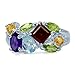 Natural Amethyst, Garnet, Peridot, Blue Topaz, and Citrine Sterling Silver Cluster Cocktail Ring Size 8