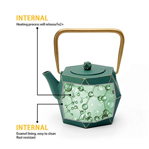 Toptier Cast Iron Teapot, Stovetop Safe Japanese Cast Iron Tea Kettle