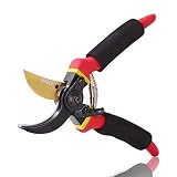 Pruning Garden Shear, Premium Titanium Gardening Clippers Scissors, WOTF Professional 8'' Tree Trimmers with Sponge Handle Protector for Man/Women.