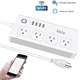 Mlife Smart Power Strip, Surge Protector Strip 4 USB Port 4 Individually WiFi Controlled AC Plug, Voice Controlled Amazon Echo/Google Home via App, White
