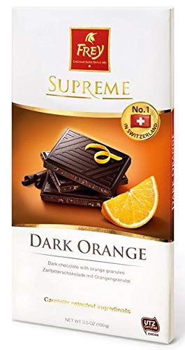 Chocolat Frey - Supreme Collection - Dark Chocolate Orange - 100gr (6 Bars Pack)