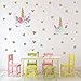 Unicorn Wall Decal,4 Packs Unicorn Wall Decor Stickers with Heart & Stars for Kids Girls Bedroom Nursery Home Party Favors (Set1)