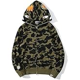 RICK TOP ONE Camouflage shark jacket men's fall and winter cardigan zipper embroidery hooded sweater large size couple models