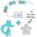 Silicone Pacifier Clip by Dodo Babies Pack of 2 + Teething Toy, Premium Teething Bead for Boys or Girls Universal Holder Leash for Pacifiers, Teething Toy or Soothie, Baby Shower Gift Set