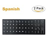 [2PCS Pack] FORITO Spanish Keyboard Stickers, PC Keyboard Stickers Black Background with White Lettering for Computer(Spanish)