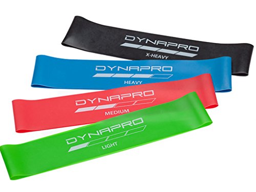 DYNAPRO Resistance Bands- Mini Precision Loop Exercise Bands with E-Quickstart Workout Guide (Black-Green-Red-Blue)