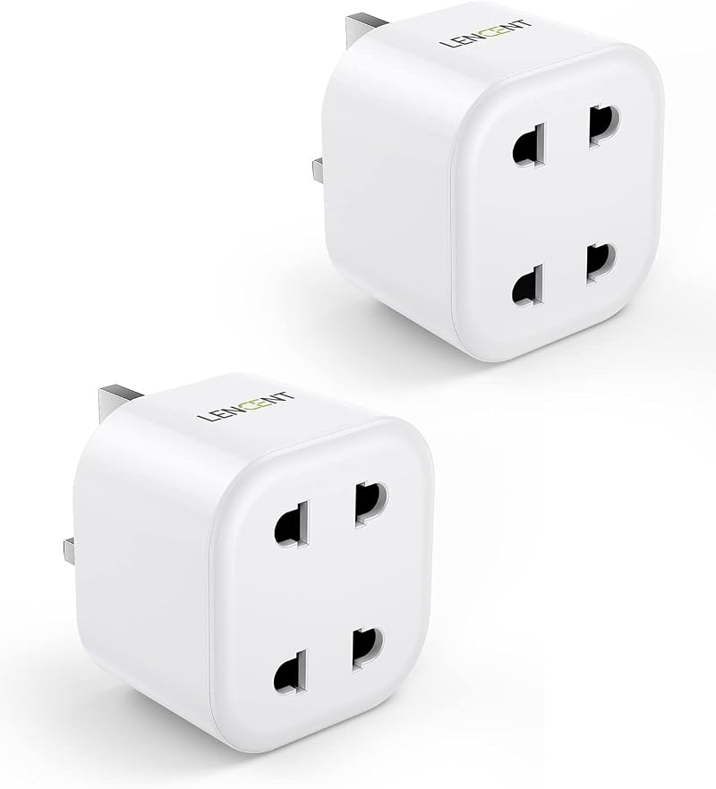 LENCENT Shaver Plug Adaptor UK 2 Pin to 3 Pin 13A Fuse Adapter Plug Socket