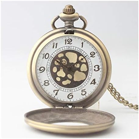 Pocket watch - Vintage Flap Hollow Machine 12 Hours And Men's And Women's Watch Chain + Gift Box (Color : Brass)