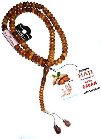 Tasbih Haji Muslim Beads Almond Wood 905-FB Crafted Misbaha Handmade 8 mm.