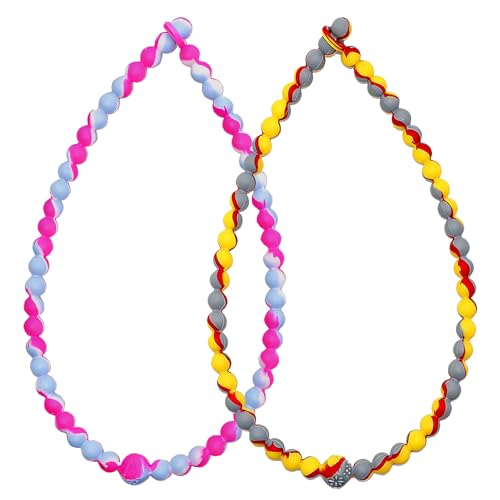 Teething Necklace for Baby Toddler, Chew Necklaces for Sensory Kids Boys Girls - 2 PCS Silicone Chewy Necklaces for Adults with Autism, Anxiety, ADHD, Oral Motor Stimulation - BPA Free