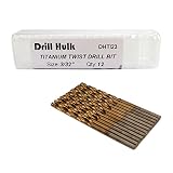 Pack of 12, 3/32-Inch Titanium Nitride Coated Drill Bit, High Speed Steel, Jobber Length, for Metal, Plastic, Wood