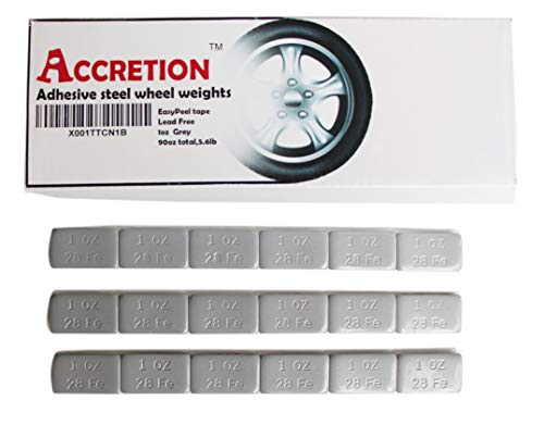 Accretion 1 Oz, Grey Wheel Weights (Lead Free). USA Made White Tape Backing. Corrosion Resistance, Low Profile. 90 Oz Total, 5.6 Lbs(90 Pcs) - Thumbnail 6
