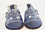 TWO BUCKLE NAVY BLUE LEATHER DOLL SHOES FOR 18 INCH AMERICAN GIRL DOLLS AND BITTY TWINS