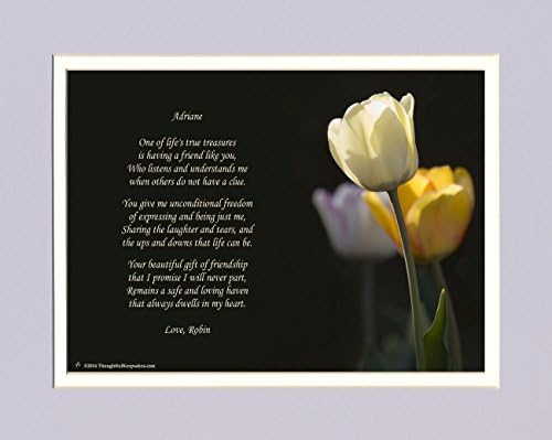 Personalized Friend Gift. White Tulip Photo with This Beautiful Friendship Poem: 8x10 Double Matted. Special Birthday or Christmas Gift for Friend. Best Friend Gift.