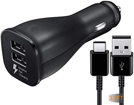 Adaptive Fast Car Charger Compatible Huawei Mate 20 Pro 6.39" and More, JULAM Dual Port USB Car Adapter & 3.3ft Type C Cable 15W Output Quick Charge QC 3.0 Adaptive Fast Charging (Black)