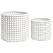 MyGift 6 Inch Ceramic Round Planter Pot, Set of 2 Vintage-Style White Ceramic Flower Pots, Indoor Hobnail Textured Cylindrical Succulent Plant Containers