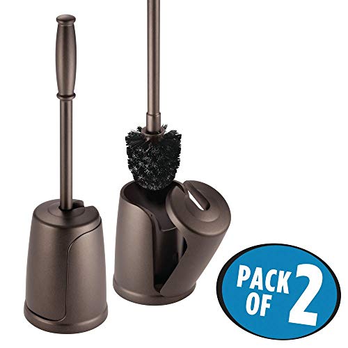 mDesign Compact Plastic Freestanding Toilet Bowl Brush and Holder for