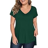 VISLILY Women's Plus Size Summer Tops - Lace Detail Flowy Tunic Blouses In XL To 4XL