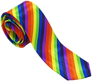 Men's Silky Slim Novelty Necktie by Corner4Shop (Rainbow)
