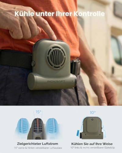 Freihändiger Clip-Ventilator, mit 4Ah Wechselakku, 49 ft/s