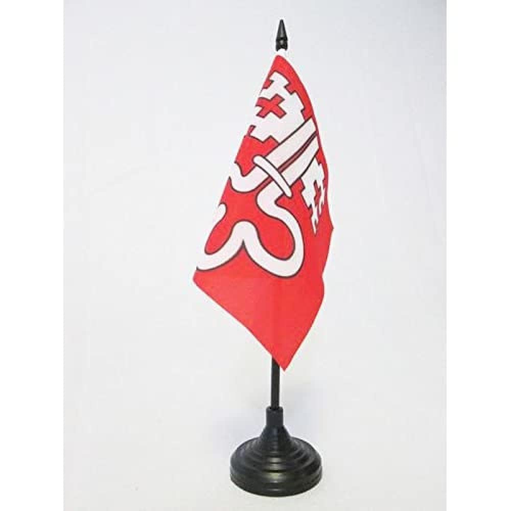 AZ FLAG Canton of Nidwalden Table Flag 5'' x 5'' - Nidwalden - NW Office Decoration 100% Polyester 15 x 15 cm - Mini Desk Flag with Pole and Black Plastic Base