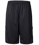 Greatrees Men's Big & Tall Elastic Waist Fleece Cargo Shorts