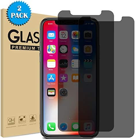 2 Pack 6.5 inch Privacy Screen Protector for iPhone Xs Max,Full Coverage Anti Spy Tempered Glass,Premium,Extra Clear,9H Hardness,3D Touch,Bubble Free,Anti-Scratch (0.24mm)