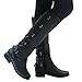 Meilidress Women Boots Winter Tall Riding Leather Strappy Flat Black