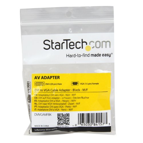 StarTech.com DVI to VGA Cable Adapter - Black - M/F - DVI-I to VGA Converter Adapter - Thumbnail 4