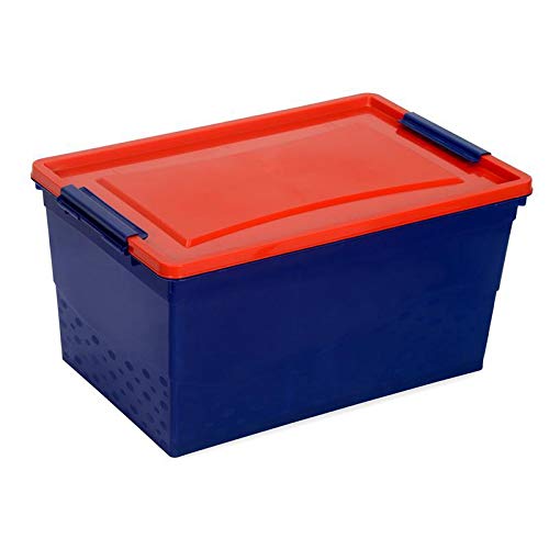Nilkamal Plastic Rectangular Stackable Storage Box with Wheels, 50 L