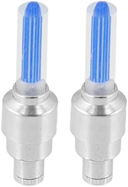 Wonder Goal Pair Battery Powered Tyre Tire Blue LED Light Valve Cap for Motorcycle